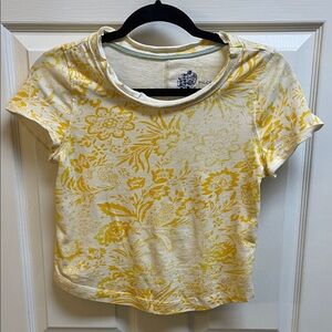 Pilcro Yellow Floral Short Sleeve Tee